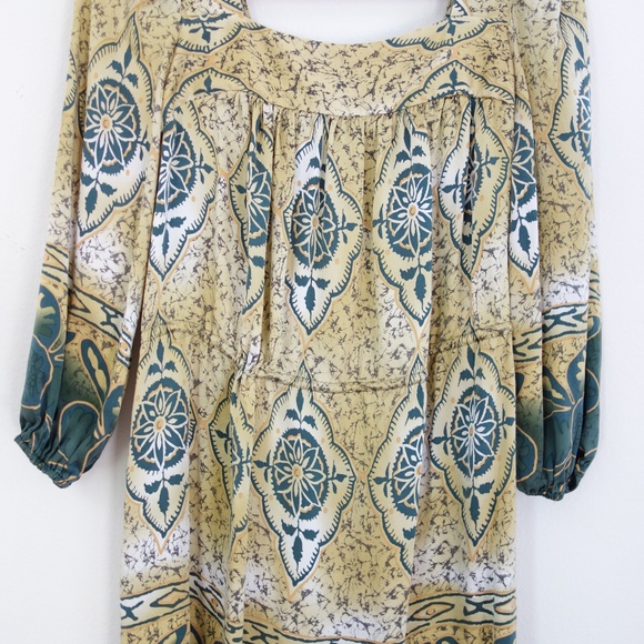 Silk Batik Midi Dress,  Boho Midi - Picture 3 of 11